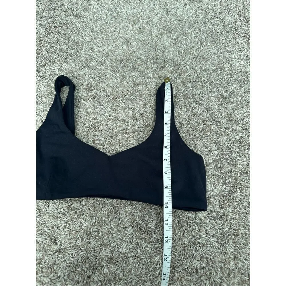 Alphalete Olivia Sculpt Bra Black Minimal Square Neck Bra Gym Workout Lifting S